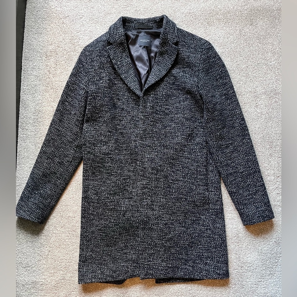 Mens Selected Homme Slhbrove Wool Top Coat Size Large EUC - Picture 2 of 13